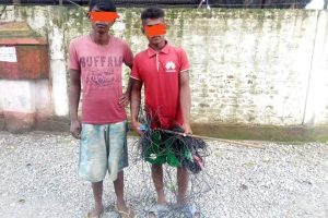 खोलामा करेन्ट लगाएर माछा मार्ने दुईजना पक्राउ