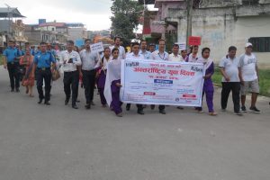 युवा दिवसको अवसरमा खैरहनीमा प्रभातफेरी र रक्तदान