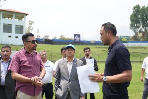 खेलकुदमन्त्री श्रेष्ठले गरे टीयू क्रिकेट मैदानको निरीक्षण