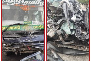 खैरहनीमा बस र कार ठक्करखादा एकजनाको मृत्यु