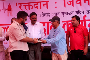 गैँडाकोटको जयश्री फुड्स र जयश्री च्यारिटीमा एक सय १८ जनाद्वारा रक्तदान