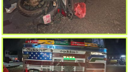 खैरहनीमा ट्रक र स्कुटर ठक्कर खाँदा दुईजना घाइते