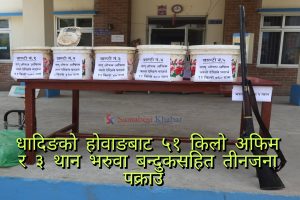 धादिङमा लागुऔषध अफिम र भरुवा बन्दुक सहित तीनजना पक्राउ