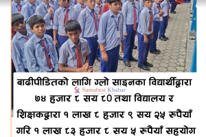 बाढिपिडितको लागि ग्लो साईनका विद्यार्थी तथा शिक्षकद्वारा १ लाख ८३ हजार सहयोग